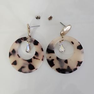 Tortoise Shell Acrylic Earrings with Iridescent Accent